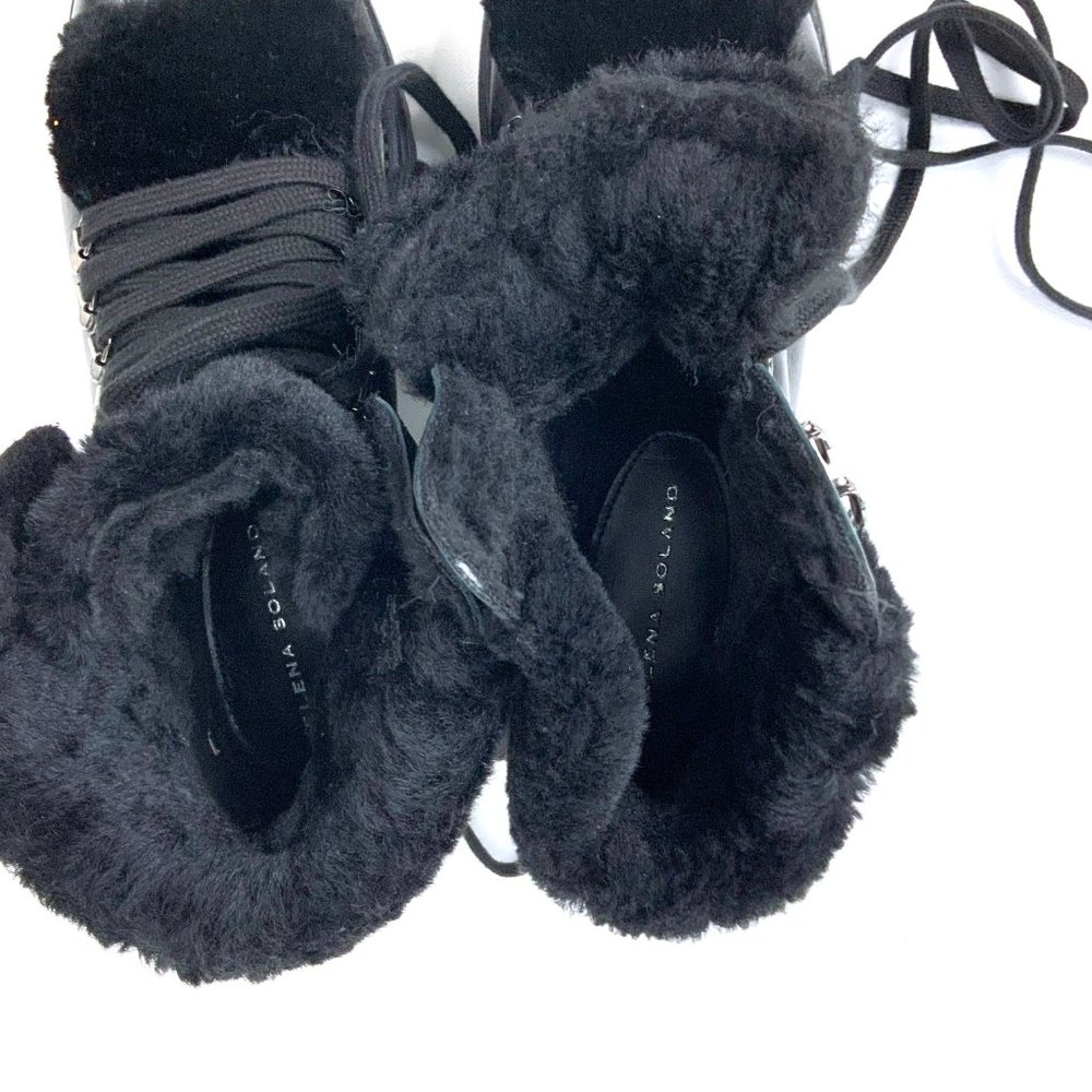 New Elena Solano Womens Black Leather Shearling Inside Combat Boots Sz 40 (9.5) - Picture 11 of 16